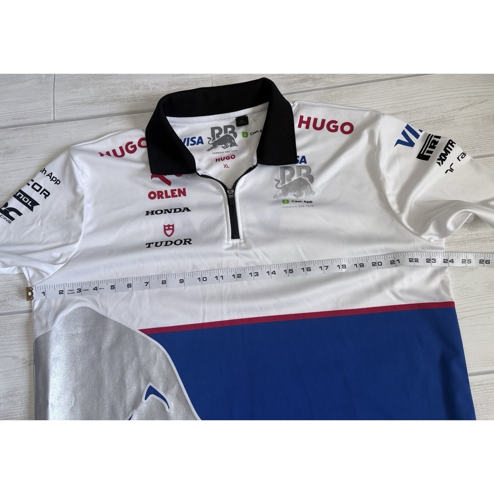 HUGO Visa Cash App RB F1 Team Polo Shirt Mens XL White Blue VCARB Racing Bulls - Picture 7 of 8
